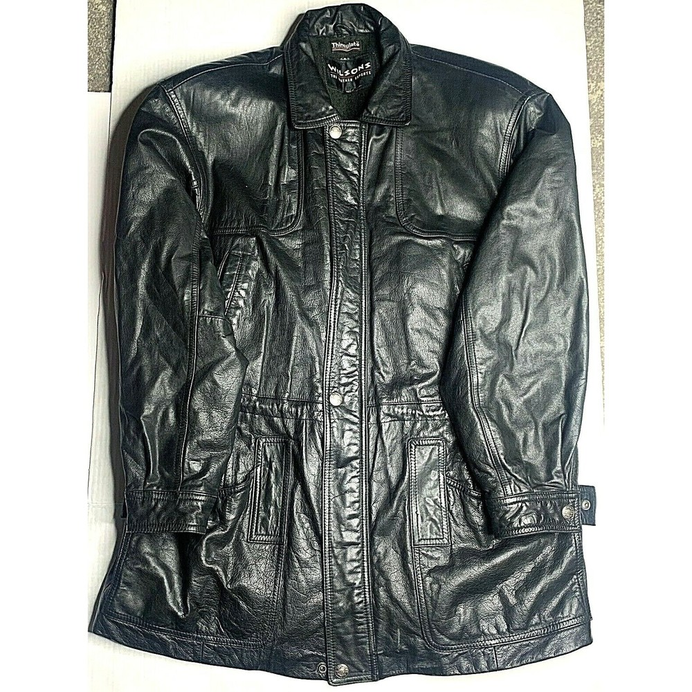 Wilsons Mens Thinsulate Leather 3/4 Length Jacket  Black Size Medium